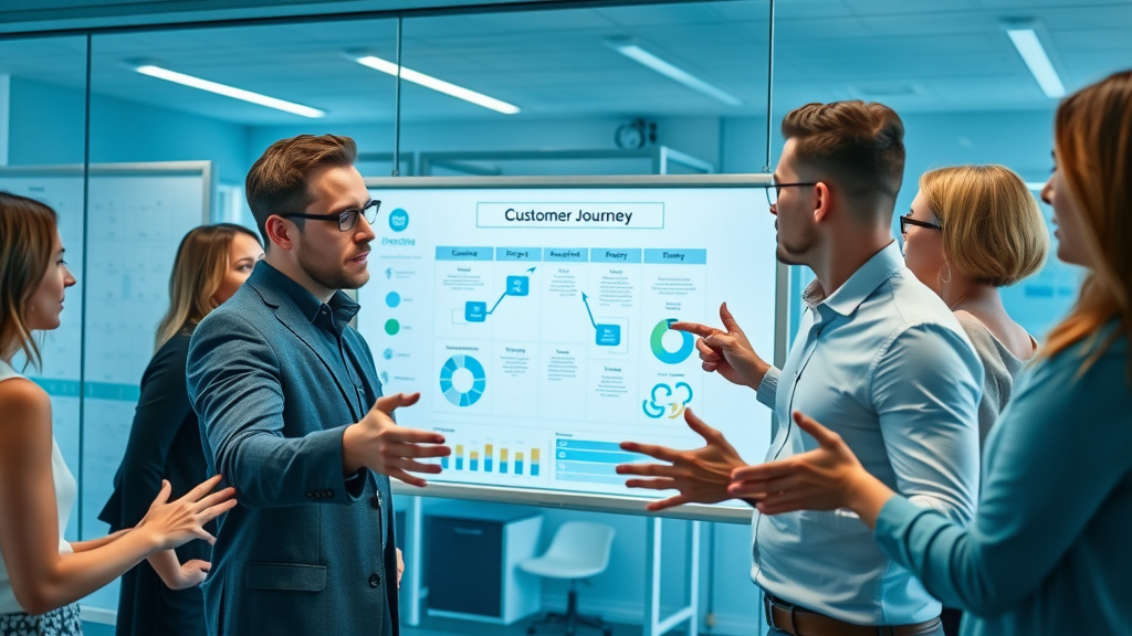 Marketing team analyzing the customer journey using marketing automation for small businesses