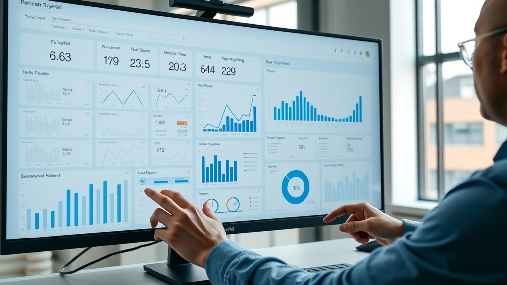 SEO tool dashboard for content marketing, marketer analyzing graphs and SEO metrics