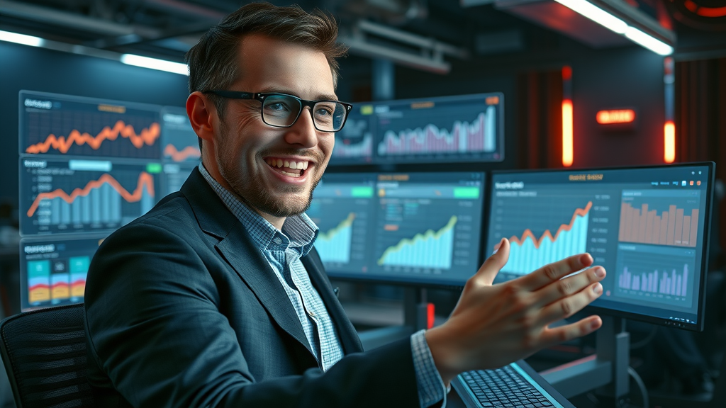 small business owner using Google Analytics dashboard for business marketing insights