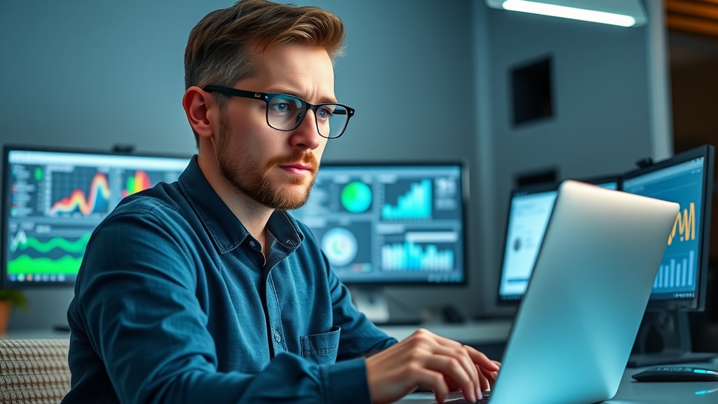 digital marketer analyzing social media and email metrics for small business, small business marketing