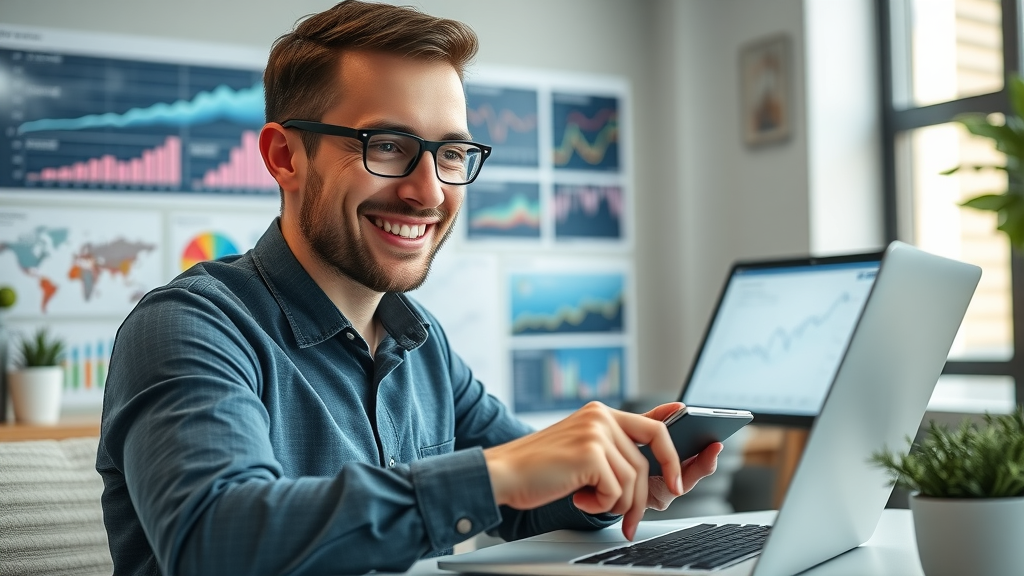 focused marketer reviewing content performance metrics for content creation success