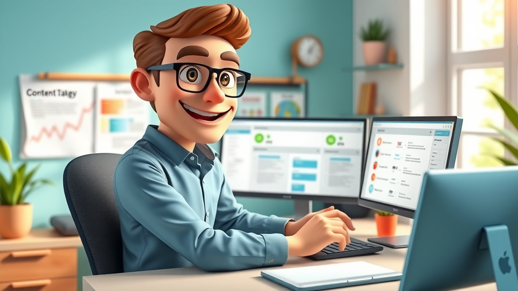 Process-driven beginner content marketer with digital checklist for content marketing strategy