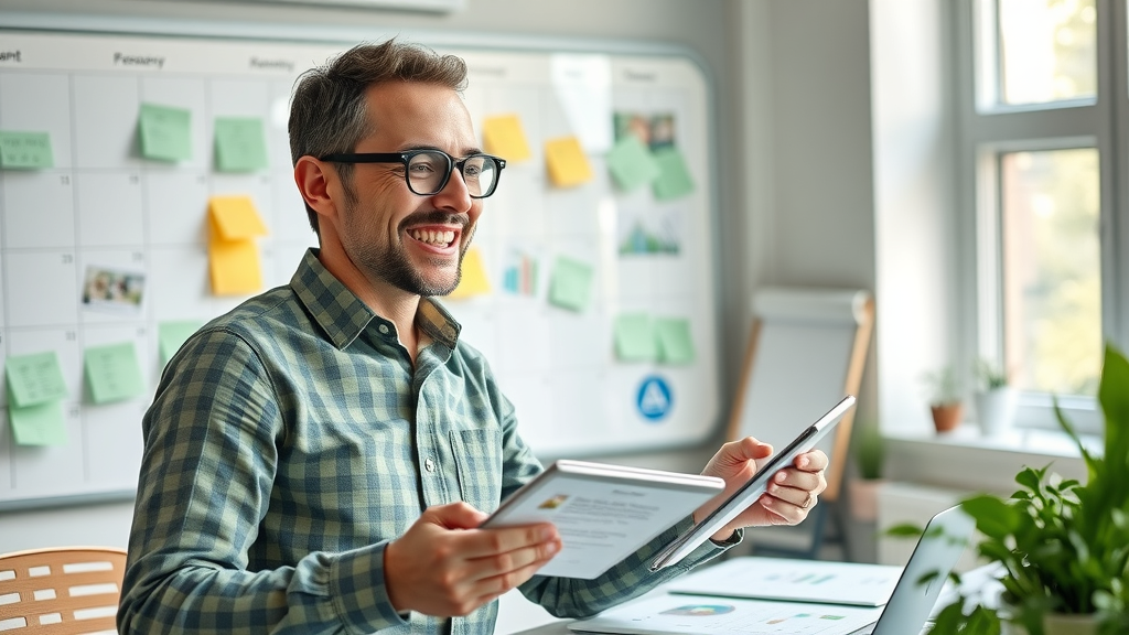 Forward-thinking marketing strategist planning an AI-driven content strategy and calendar