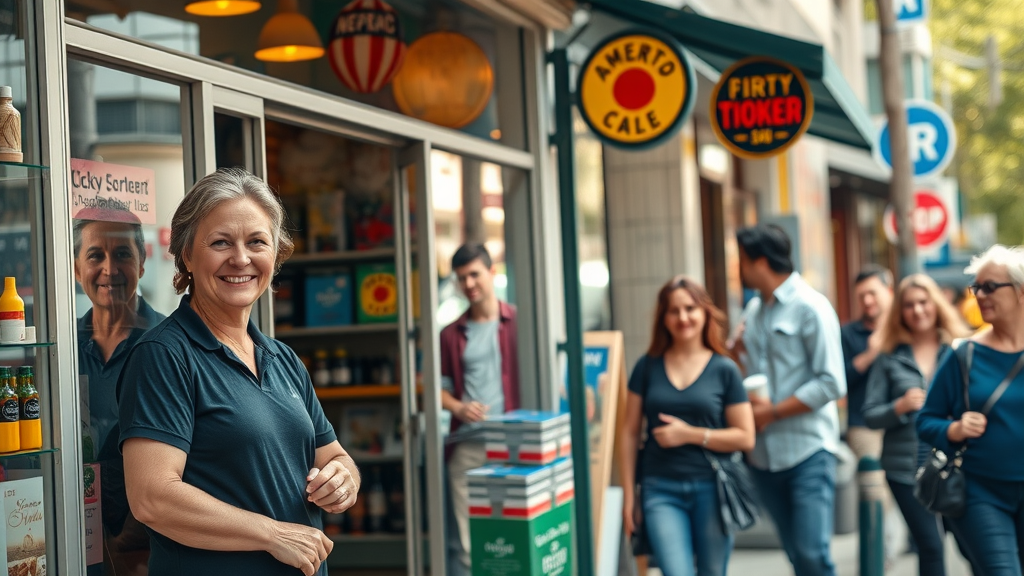 affordable marketing solutions for small business storefront showing owners engaging with pedestrians