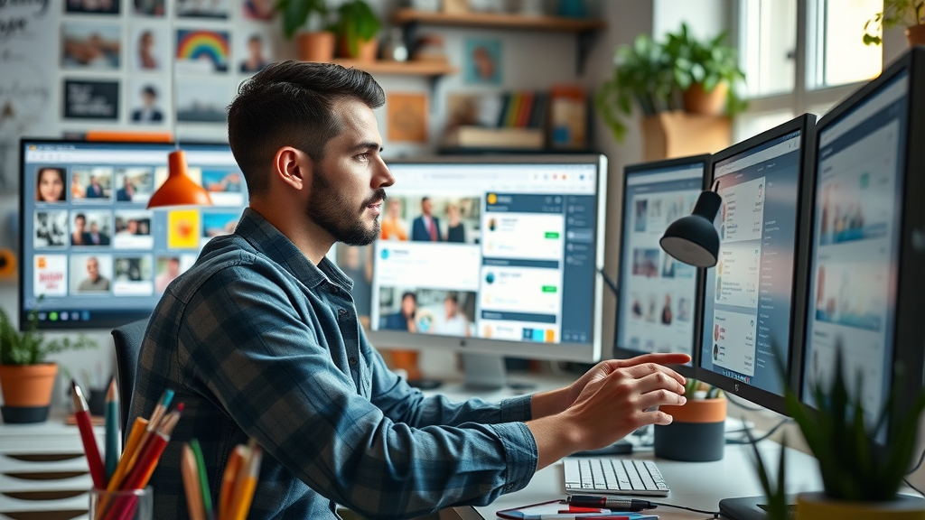 marketer using AI tools for content creation and social media management