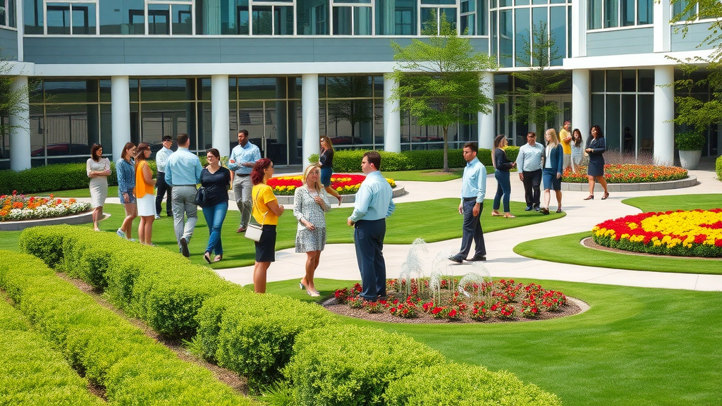 Professional office with landscaped grounds - commercial landscaping services