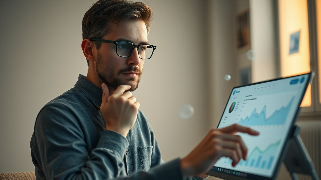 Curious marketer exploring AI content generator for blog and social media topic ideas