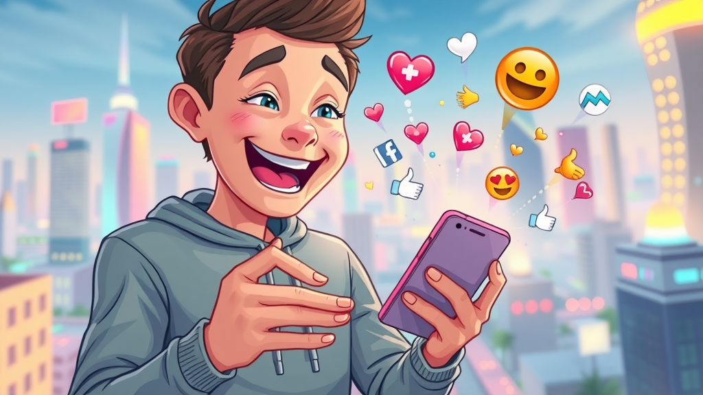joyful user using mobile with AI chatbot for hyper-personalized social media marketing