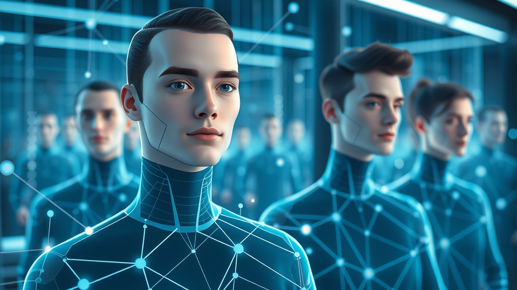 AI algorithms clustering customer segments in a futuristic digital interface
