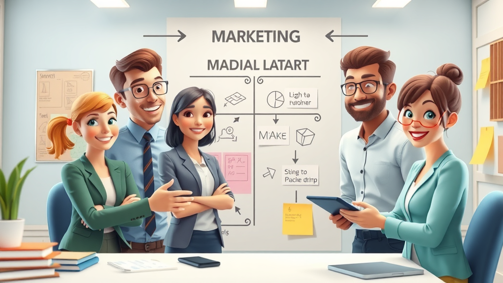 systematic workflow chart for AI marketing strategies implementation with satisfied team