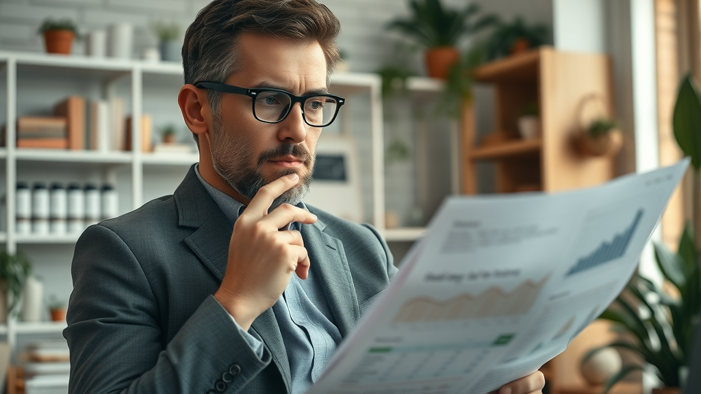 small business growth strategies - business owner analyzing financial charts and market reports