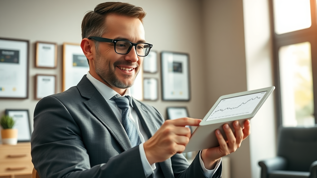 inspired business professional reviewing business growth from content marketing tips