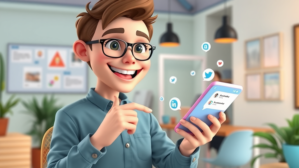 social media manager using AI-powered app to schedule posts