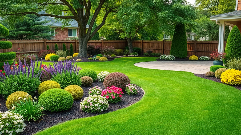 Lush landscaped garden in Allentown with sculpted beds and vibrant flowers.