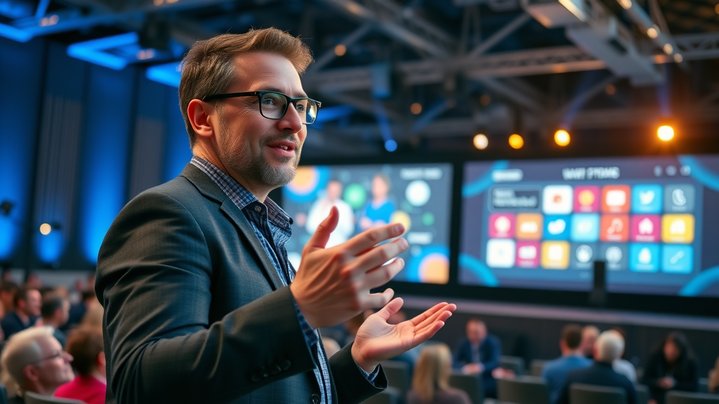 influential digital marketer presenting about marketing tools