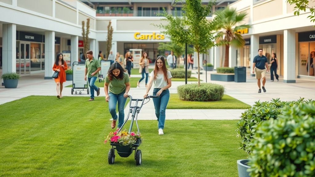 Professional commercial lawn maintenance improves retail property appearance