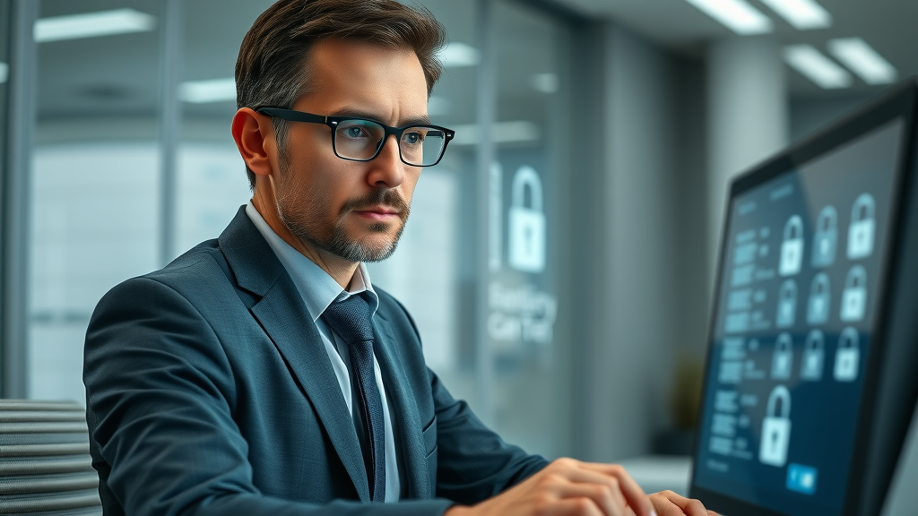 Data manager reviewing privacy compliance checklists for AI-powered personalization
