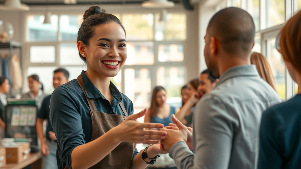small business growth strategies - excellent customer service at a thriving local business