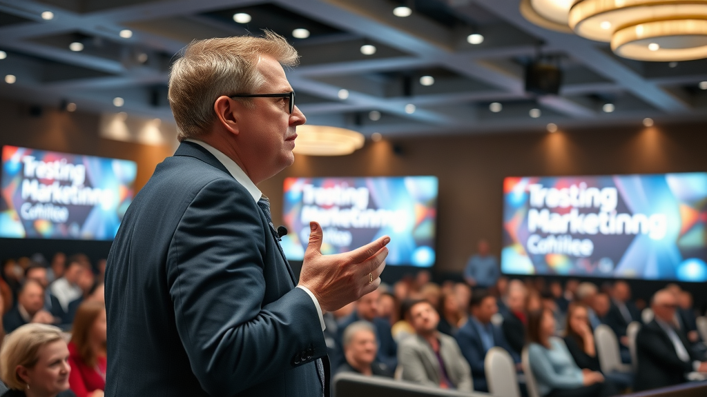 trusted industry thought leader delivering keynote on content marketing tips