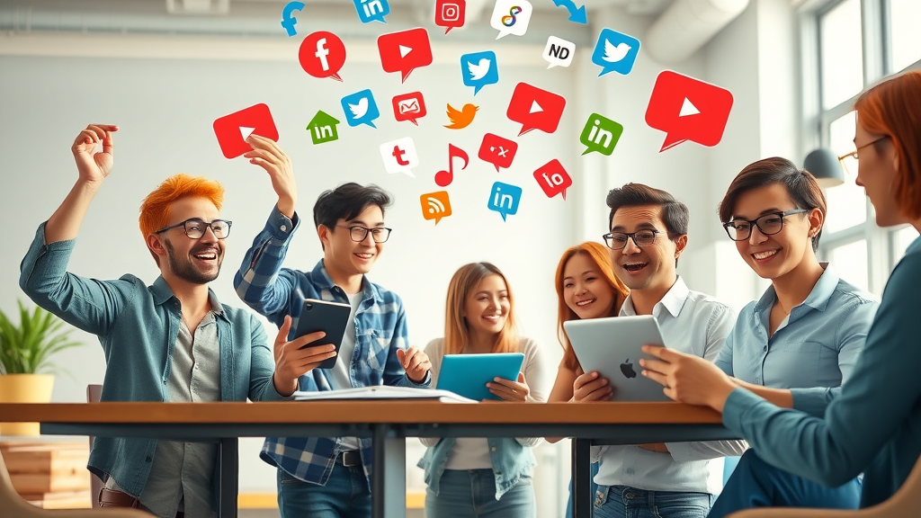 team brainstorming social media marketing for local customers, local business advertising