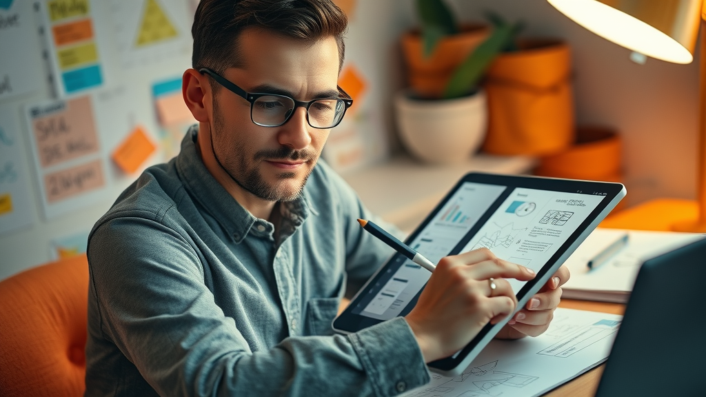 content creator customizing digital content, digital marketing strategies, buyer personas and storyboards