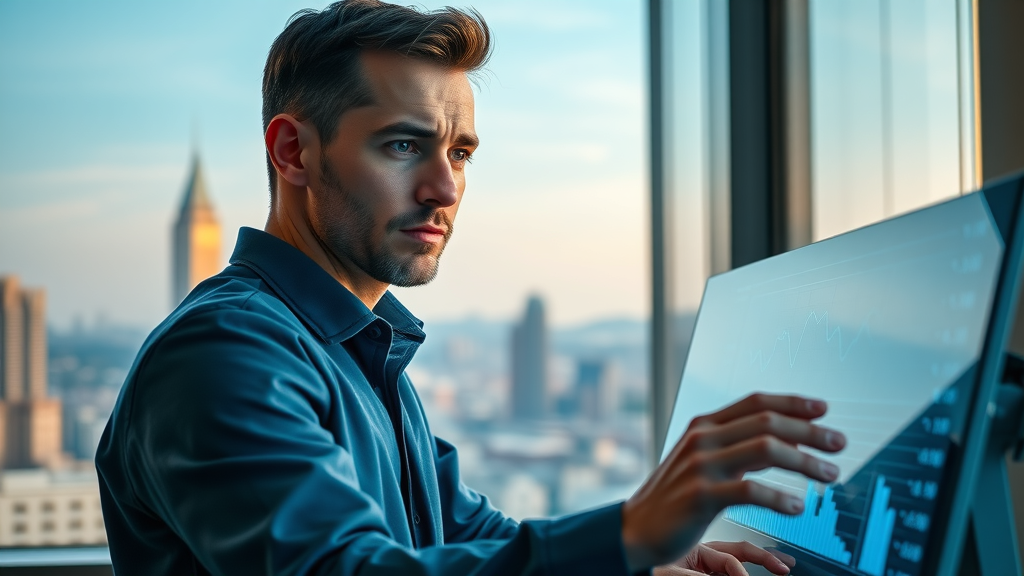 marketer analyzing marketing data and customer insights on digital dashboard