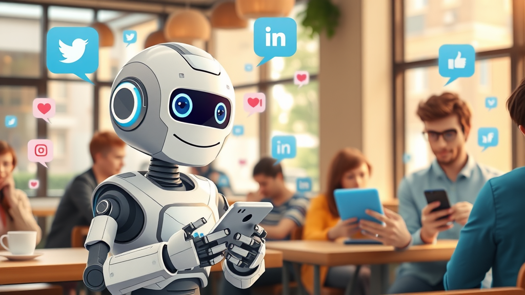 ai chatbot for small business interacting with customers on social media applications, friendly chatbot emojis, and chat bubbles