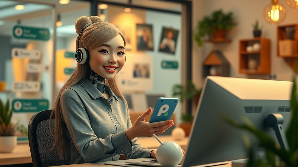 AI assistant chatbot helping small business owner with customer service