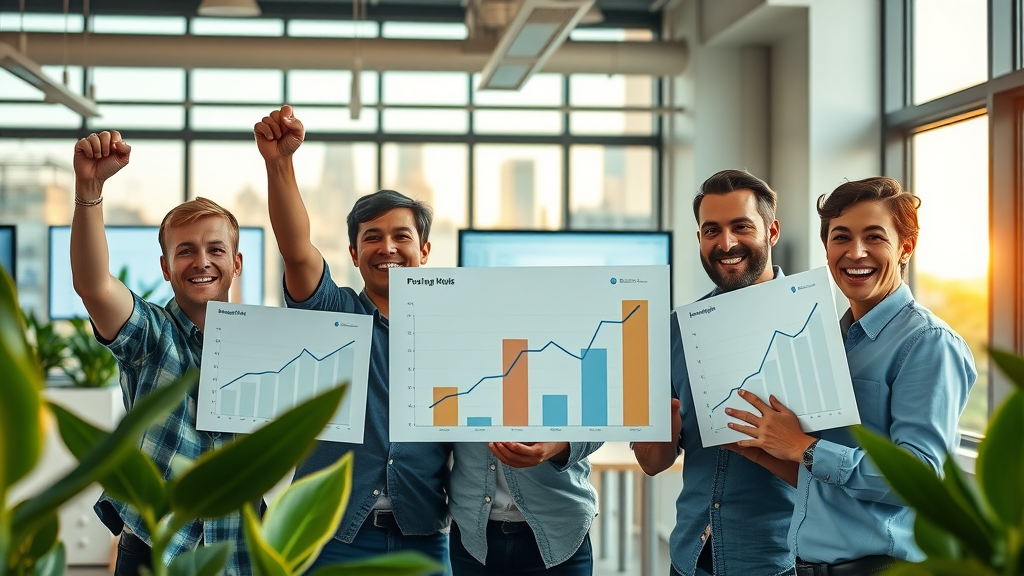 marketing team celebrating marketing data-driven growth and results