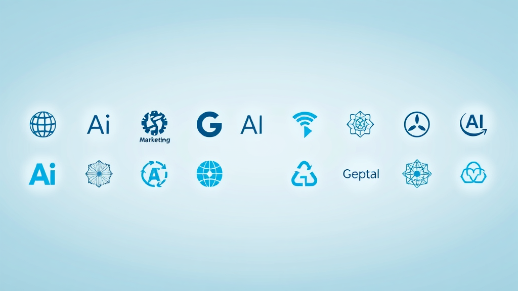collection of top artificial intelligence marketing tools and platform logos on a clean tech background