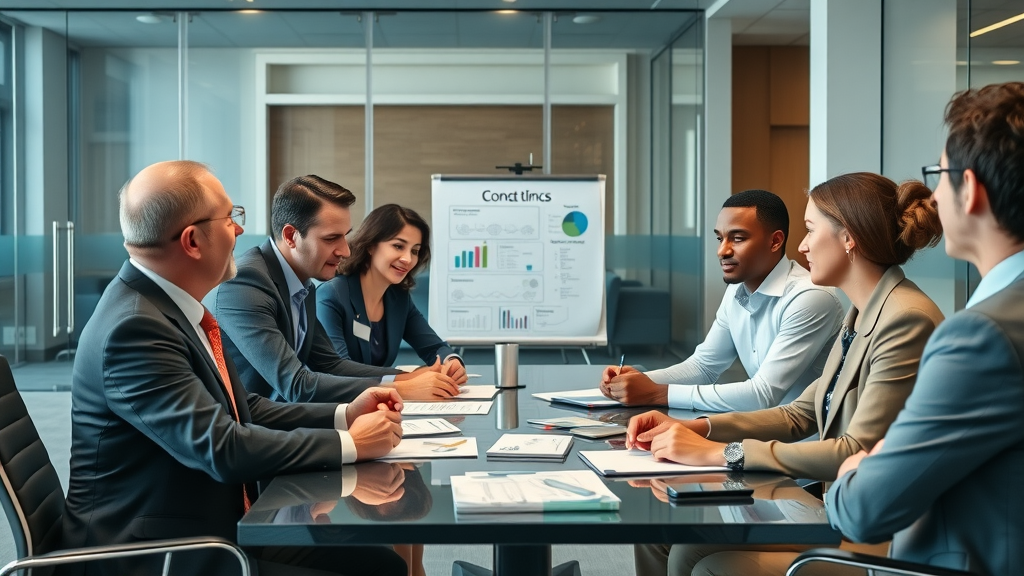 professional business team discussing content marketing strategy, brand awareness