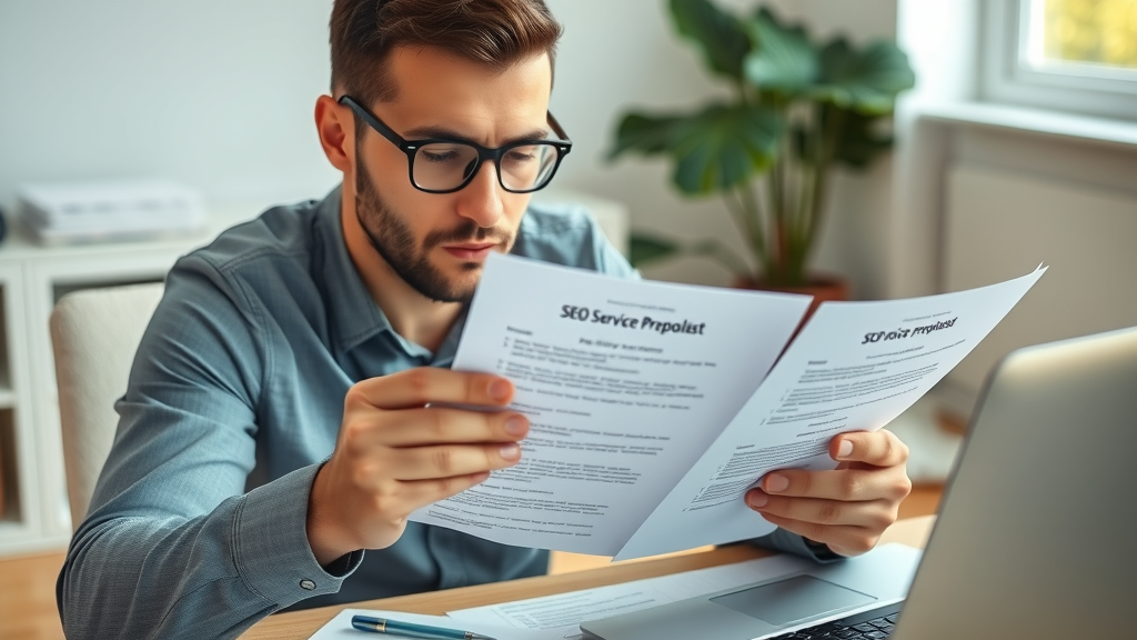 Small business owner choosing SEO service for business SEO strategy