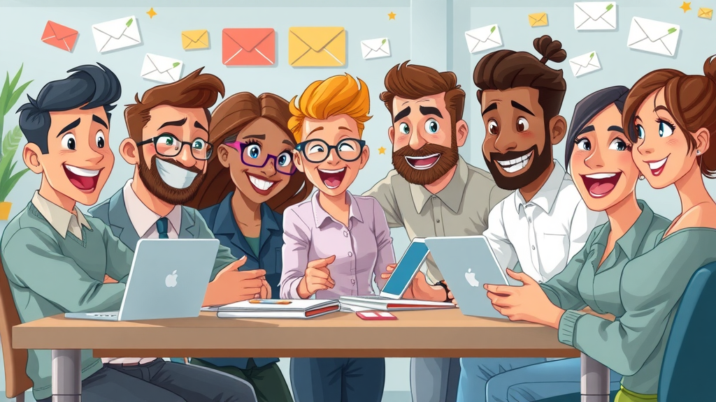 Diverse marketers planning engaging social media and email campaigns in a collaborative digital workspace