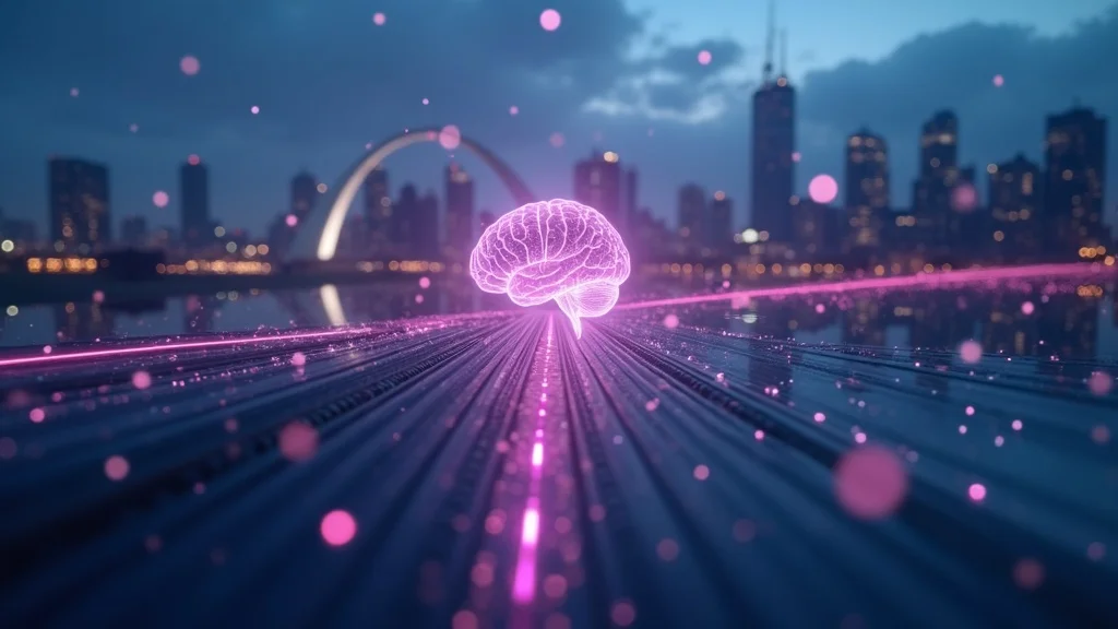 future of authentic communication with AI shown as a digital bridge between a human brain and a microchip