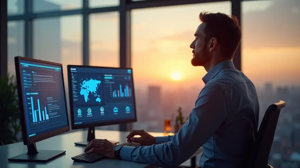 Visionary entrepreneur planning growth using AI dashboards in the age of the great online shift: why the future belongs to those who adapt now