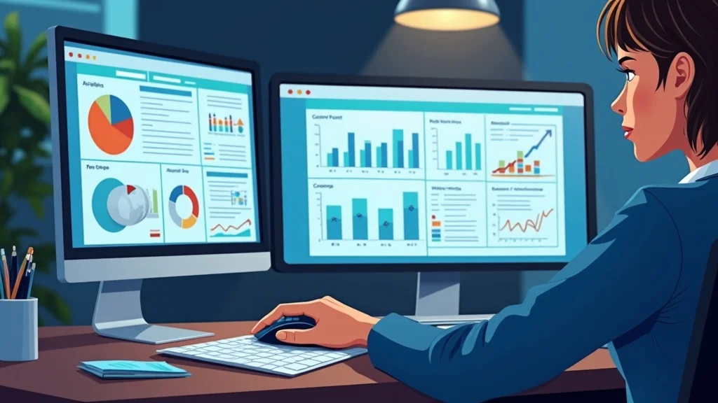 Business owner analyzing AI SEO analytics dashboard with modern SEO and AI search optimization metrics