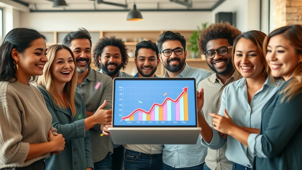 Diverse small business owners celebrating increased visibility from AI SEO strategy improvements