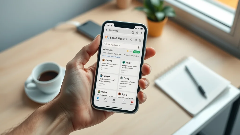 Smartphone showing traditional search results beside AI-generated answers demonstrating shift in AI SEO strategy