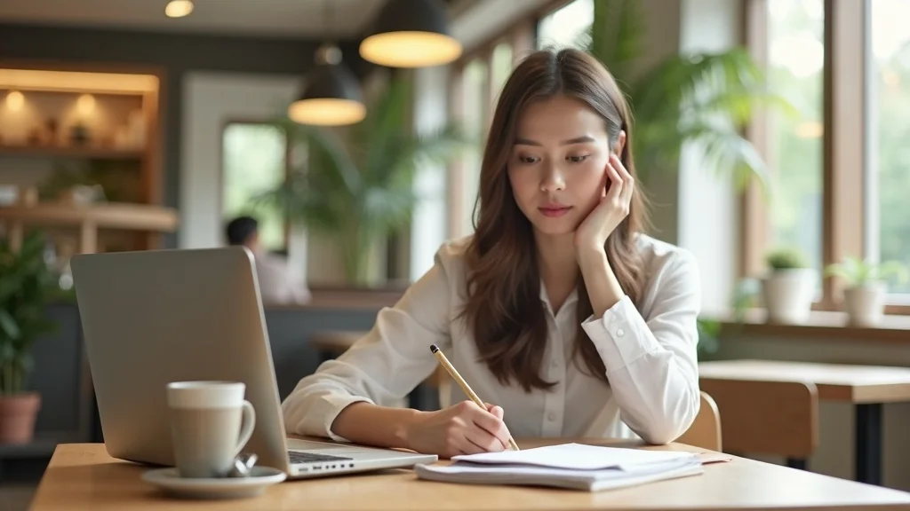 Business professional writing a long-form SEO article to increase lead generation authority and search visibility in digital marketing.