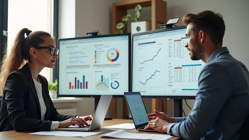 AI search visibility consultant guiding a client through a website audit, with digital reports and strategy notes