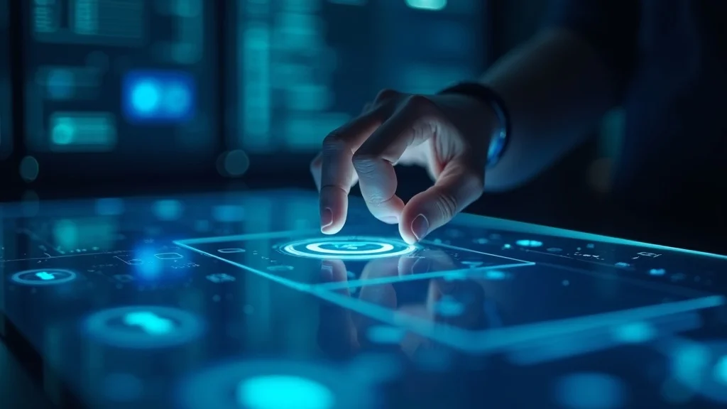 ai search results interface showing answer engine optimization dashboard, marketer's hand navigating holographic AI-driven overview