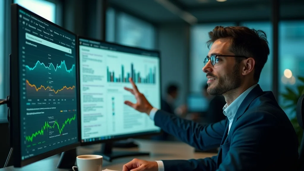 Confident business professional reviewing search engine results to boost lead generation via targeted digital marketing content.